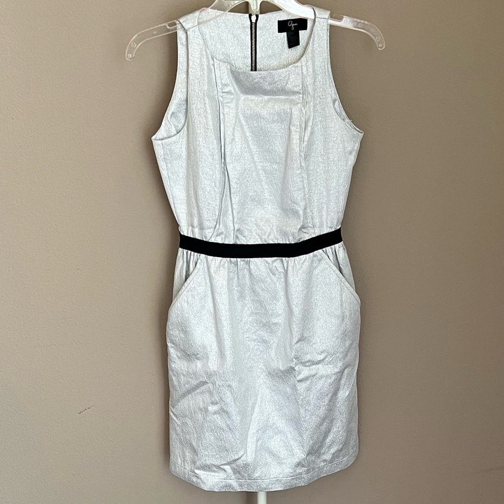 Aqua Sleeveless Knee-length Metallic Dress